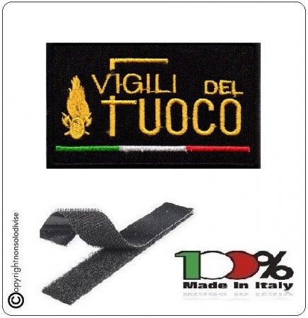 Patch Toppa Ricamata con Velcro Vigili del Fuoco + bandiera Italia cm 5 x 8 Art.NSD-VVFF-B