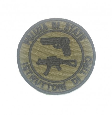 Patch Toppa Ricamata a Macchina con Velcro Polizia di Stato Istruttore di Tiro con Pistola e Fucile   Art. PS-P-F