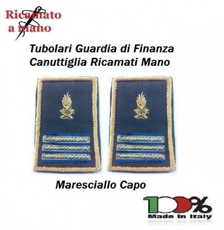 Gradi Tubolari Guardia di Finanza Ricamati a mano Canuttiglia New Maresciallo Capo Art. GDF-T27