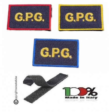 Patch Toppa Ricamata per GPG Guardia Particolare Giurata Vari colori Blu Rosso Verde  Art. GPG-GPG