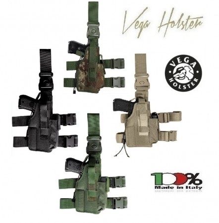 Fondina Cosciale Tactical in Cordura  Militare Esercito Polizia Carabinieri GPG IPS Vega Holster Italia Art. PA270