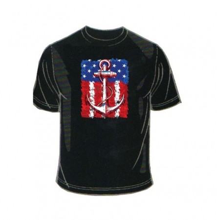 T-Shirt Maglietta American Flag Anchor On US Colore Nero EUMAR Art. 17740