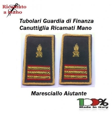 Gradi Tubolari Guardia di Finanza Ricamati a mano Canuttiglia New Maresciallo Aiutante Art. GDF-T28