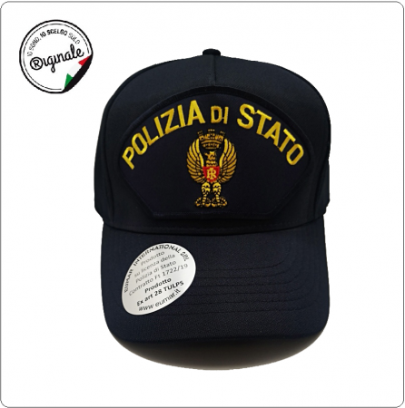 Berretto Cappello Baseball Polizia di Stato PS Logo + Scritta PRODOTTO UFFICIALE Art. EUB0020