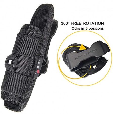 Porta Torcia Universale Cordura Nera 100 Denari con Sistema Rotativo 360° Polizia Carabinieri  Guardie Giurate GPG IPS Art.ALI-402