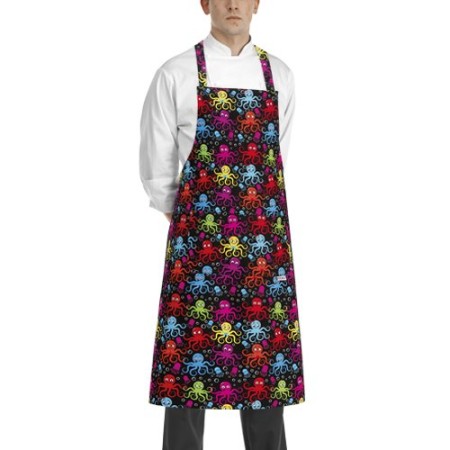 Grembiule Cucina Pettorina con Tascone cm 90x70 Oktopus Polipo  Art. 6103161A