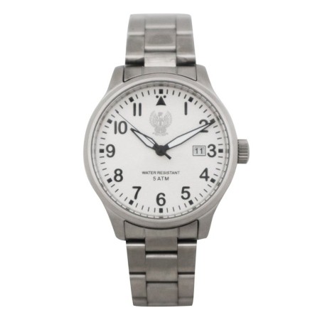 Orologio Analogico Quadrante Bianco Aquila Polizia Stato Cinturino Metallo Polizia di Stato Originale New Art. PS0802