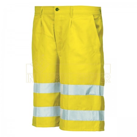 Pantalone Corto Bermuda Alta Visibilità Giallo Fluo Industrial Starter Protezione Civile Art. 8434