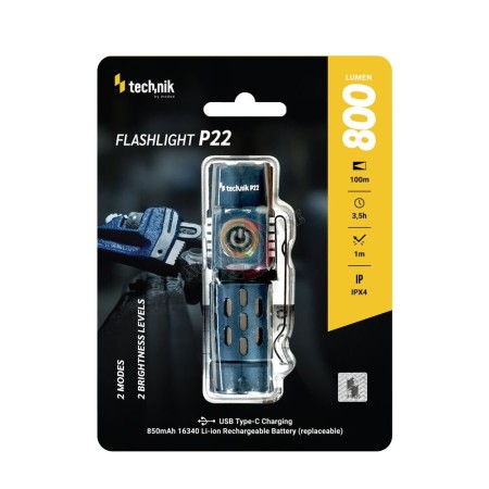 Torcia Professionale Ricaricabile Technik P22 850mAh LED +USB-C (800 lumen) BG Art. P22