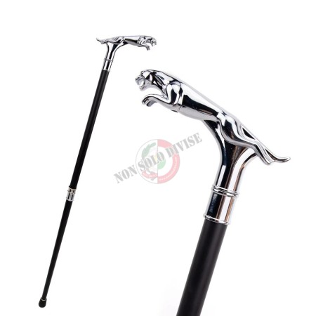 Bastone da Passeggio di lusso color argento con coda a leopardo, elegante bastone decorativo per feste, bastone da passeggio con pomello pastorale, 93 cm Autodifesa Art. PANT-BATON