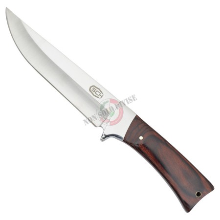 Coltello Caccia con Fodero Lama in Acciaio Manico Legno Totale 26.50 cm SCK  Art. CW-032