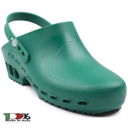 Zoccolo Ciabatta Autoclavable Verde Isacco Prodotto Italiano Infermieri Unisex Art. 112604