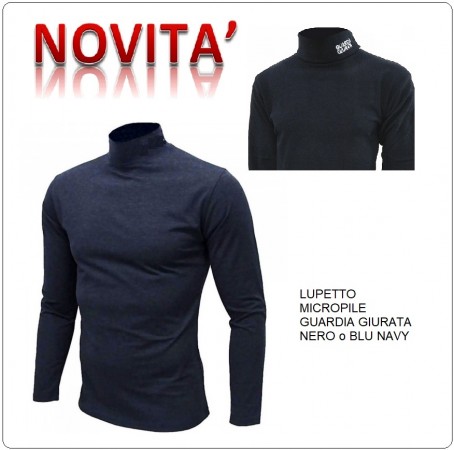 Lupetto Maglione Maglioncino Dolcevita in Micro Pile con Ricamo GUARDIA GIURATA GPG IPS Colore Nero o Blu Navy  Art. NSD-GG-L