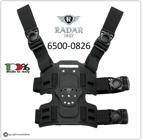 Cosciale con due Lacci alla Cintura e due Lacci alla Coscia Colore Nero Corpi Speciali Polizia Carabinieri G di F Vigilanza Radar1957 Italia Art. 6500-0826