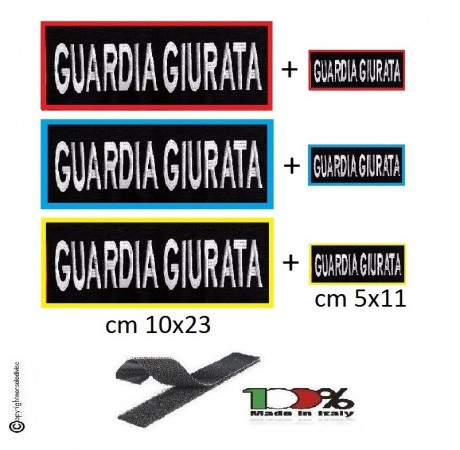 Patch Toppa Vendita a Coppia Grande 23x10 + Piccola 11x5 GUARDIE GIURATE per Giubbotto Antiproiettile o Gilet Tattico Art. GG-23x10