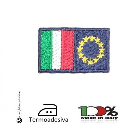 Patch Toppa Ricamata a macchina Termoadesiva Italia Europa 4.00x2.50  Art.IT-EU