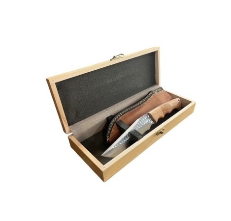 Coltello Artigianale con Scatola Regalo e Fodero Cuoio Lama Fissa Maru 29.00 cm Caccia Escursioni Alpinismo Idea Regalo Art. UNTER-H1