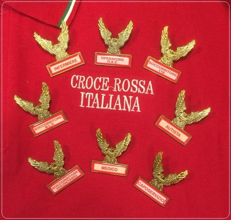 Spilla Distintivo di Specialità Aquila Croce Rossa Italiana CRI 118 Soccorritore Rosso Decidi il Ruolo Art.430-TUS
