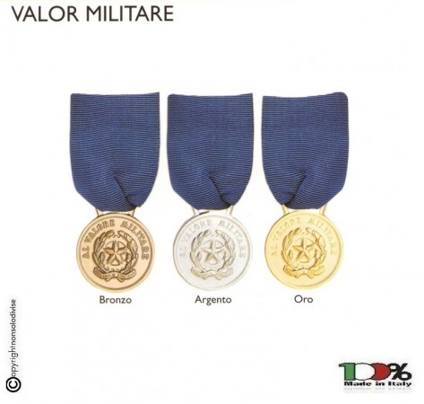 Medaglia con Nastrino Valor Militare Modelli Disponibili Oro Argento Bronzo Art. FAV-26