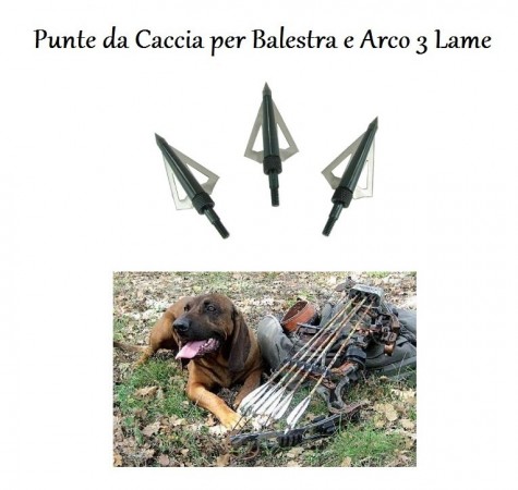 Punte Per Frecce Lama Acciaio Arco Balestra Caccia  4 Lame Art. CF142F