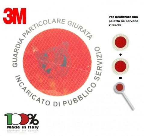 Adesivo 3M Per Paletta Rosso G.P.G. I.P.S. Guardia Particolare Giurata Incaricato di Pubblico Servizio GPGIPS Art. R00129