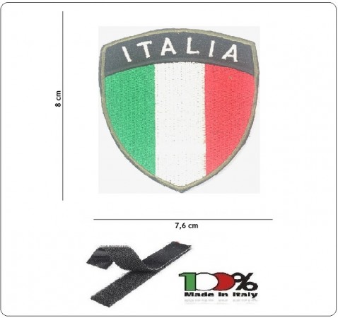 Toppa Patch Scudetto 3D Ricamato con Velcro Bandiera Italia cm 7.6x8.00 INC101 Art.NSD-RIC