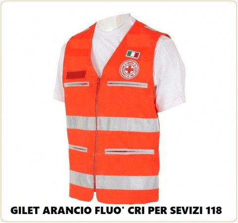 Gilet CRI Croce Rossa Italiana Alta Visibilità Sevizio Ambulanze 118 Soccorso Sanitario Nuovo Capitolato  Art.CRI-118