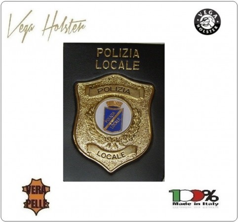 Placca con Supporto Cuoio Da Inserire Al Portafoglio Polizia Locale 1WG Vega Holster Italia Art. 1WG-113