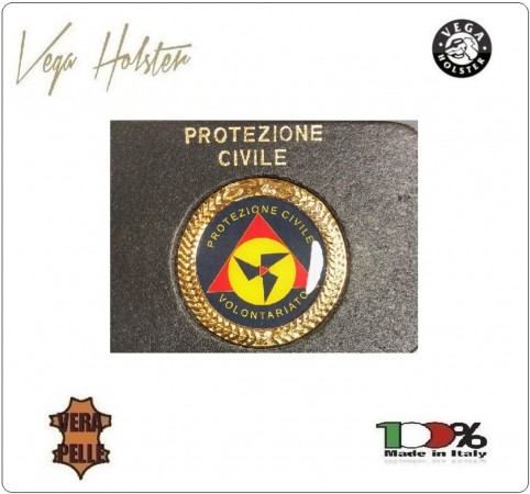 Placca con Supporto Cuoio Da Inserire Al Portafoglio Protezione Civile Volontari 1WG Vega Holster Italia Art. 1WG-35
