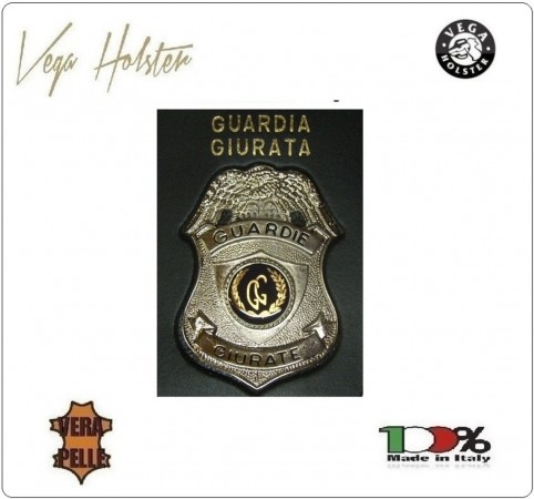 Placca con Supporto Cuoio Da Inserire Al Portafoglio Guardie Giurate 1WG Vega holster Italia  Art. 1WG-27