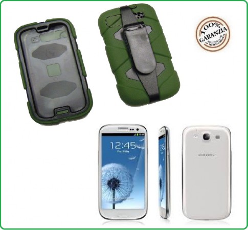 CUSTODIA ANTISHOCK - ANTIACQUA PER Samsung I9300 - S3  colore Verde Special Operations Art.03156