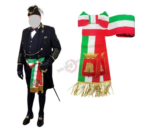 Fascia Tricolore con Frange Ricamata a Mano Capitano Della Real Maestranza Città di Art. FASCIA-RAZA