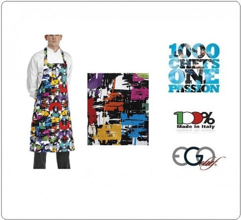 Grembiule Cucina Pettorina con Tascone cm 90x70 GRAPHIC Ego Chef Italia Art. 6103144A