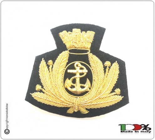 Fregio per Berretto Tesa e Berretto Donna Canuttiglia Ricamato a Mano Marina Militare Italiana cm 7.00x7.50 Art.MAR-01