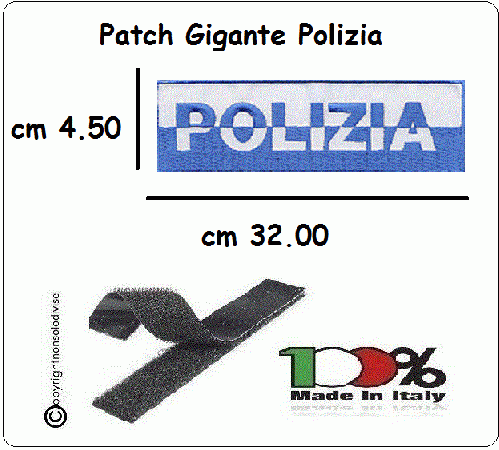 Patch Toppe Ricamata con Velcro GIGANTE cm 34x4.5 Polizia di Stato Bicolore Art.PS-GIGANTE
