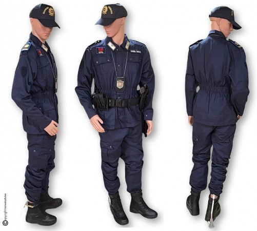Completo Operativo Ordine Pubblico OP Giacca + Pantaloni Colore Blu AEOP Ass. Europea Operatori Polizia Guardie Giurate  GPG IPS Vigilanza  Art. OP-AEOP