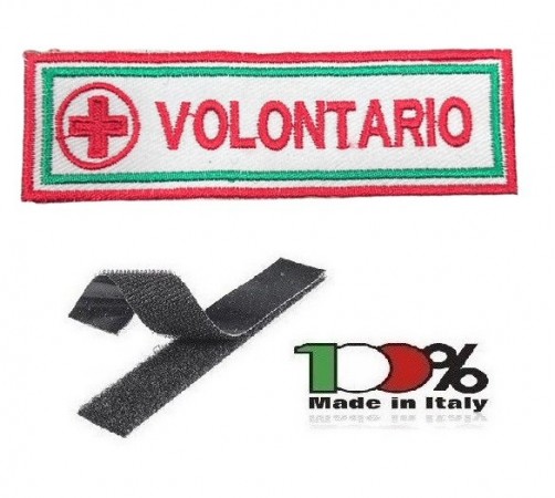 Patch Toppa Ricamata Croce Rossa Italiana VOLONTARIO con Velcro Art. NSD-CRI-V