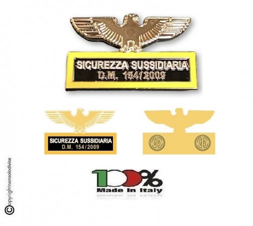 Spilla Aquila Distintivo Di Specialità GG Sicurezza Sussidiaria D.M. 154/2009 Bordo Giallo MODELLO NUOVO  Art. OX-154-G