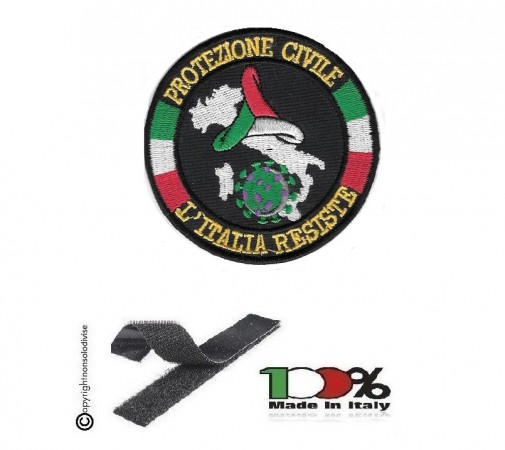 Patch Toppa Ricamata con Velcro  Protezione Civile  Nuovo Logo L'ITALIA RESISTE Art. NSD-IR-3