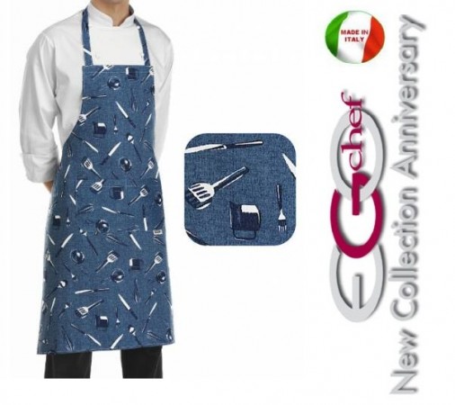 Grembiule Cucina Pettorina con Tascone cm 90x70 Jeans Art.704103
