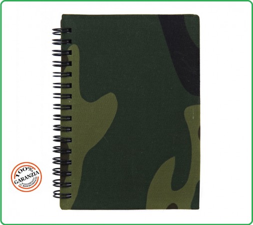 Quaderno Militare Esercito Copertina Rigida Tessuto Mimetico Woodland Formato A4 Art.419226