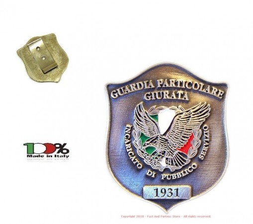Placca con Clip G.P.G - I.P.S ®  Guardia Particolare Giurata Incaricato di Pubblico Servizio Art. GPG04/CL