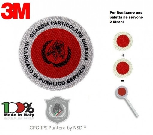 Adesivo di Ricambio 3M Per Paletta Rosso Guardie Particolari Giurate Incaricato di Pubblico Servizio GPG IPS 1931 PANTERA Art.AD-PANTERA