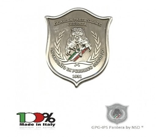 Placca Senza Clip da Incollare  G.P.G - I.P.S PANTERA® Guardia Particolare Giurata Incaricato di Pubblico Servizio Art. GPG-PAN-3