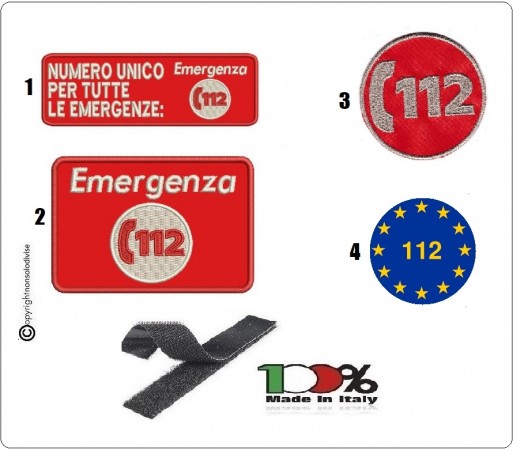 Toppa Patch con Velcro Numero Unico Emergenza 112 SOS Vari Modelli Art.112-X