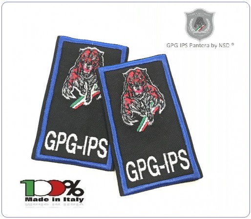 Tubolari Ricamati Bordo Azzurro GPG - GPGIPS  GPG IPS PANTERA® Guardia Particolare Giurata Incaricato di Pubblico Servizio  Art.GPG-T-PANTERA