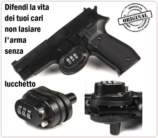 Lucchetto Serratura a Combinazione per Armi Pistola Fucili Fosco Sicurezza Proteggi Bimbo Art.259285