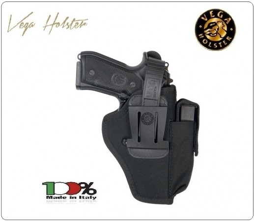Fondina da Cintura in Cordura Nera Professionale polizia Carabinieri Vigilanza Vega Holster Italia  Art. TM2