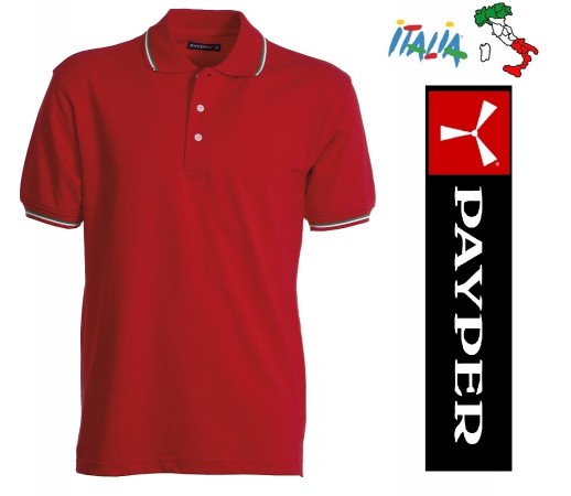 Polo Manica Corta Rossa Modello Italia Tricolore Neutra Italia Red Payper Art. 988444