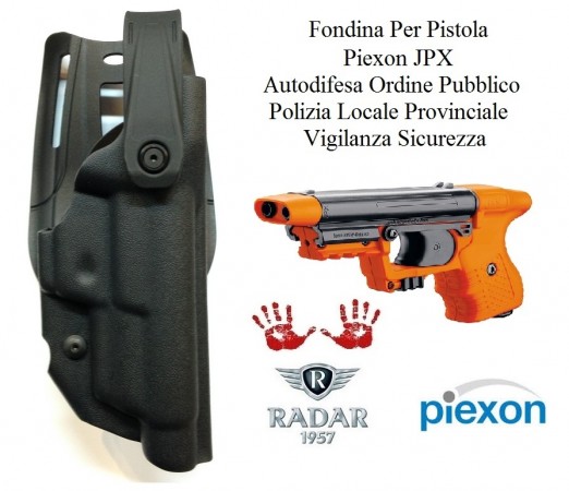 Fondina Polimeri Nera Per Pistola Piexon JPX Jet Laser e Standard Polizia Locale Provinciale Ordine Pubblico Radar 1957 Art. 6416-3606SN